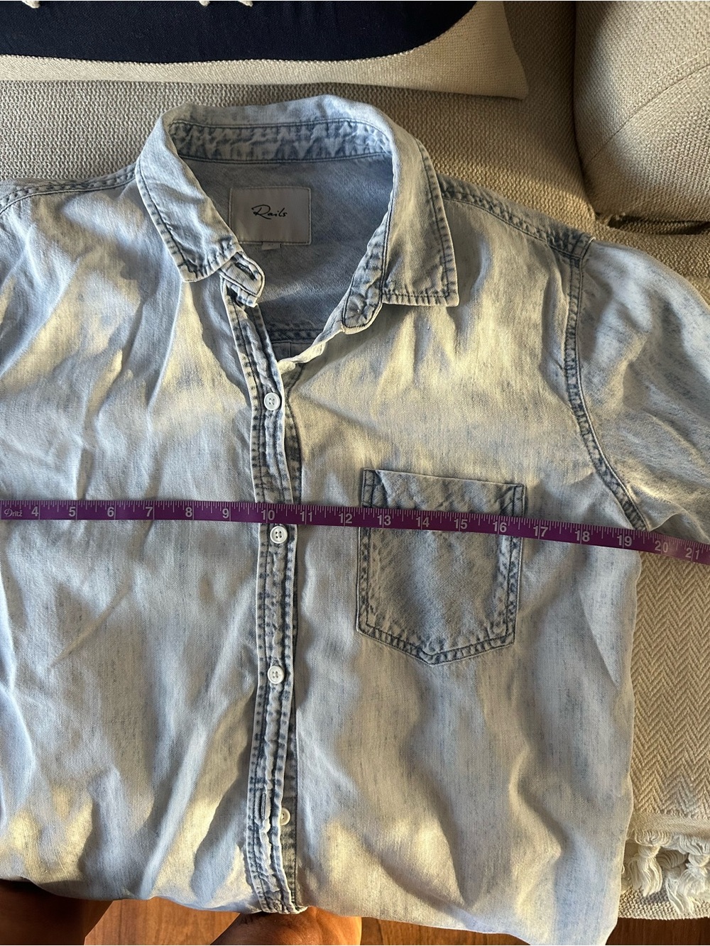 Rails Light Wash Denim Button-Up Shirt - Pale Blue - Picture 6 of 7
